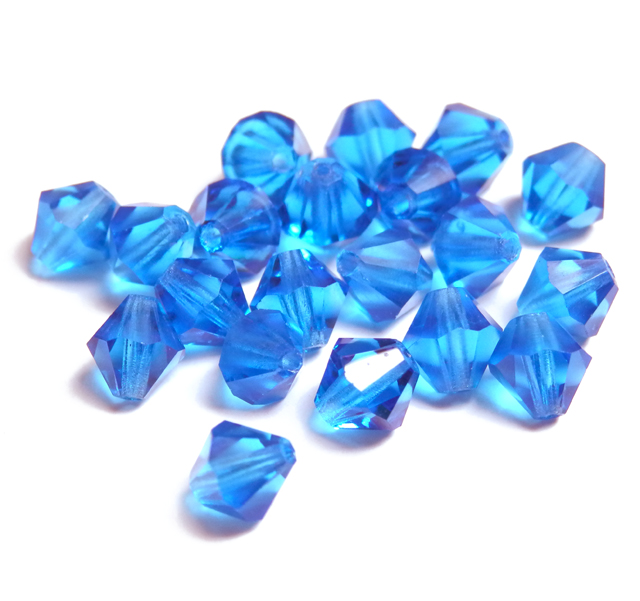CZ brúsené sklenené korálky slniečko, 6mm, modrá  20ks