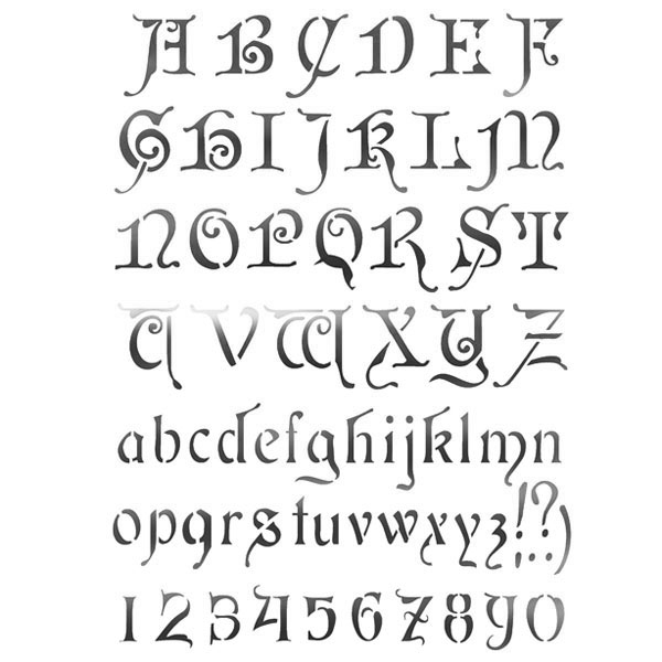 Šabóna ozdobné písmo+ číslice, 21x 29,7cm