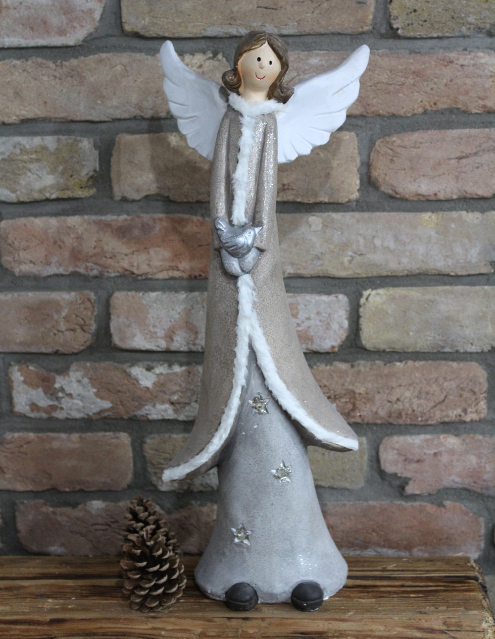 Anjel z keramiky svietiaci,  56cm, 1ks