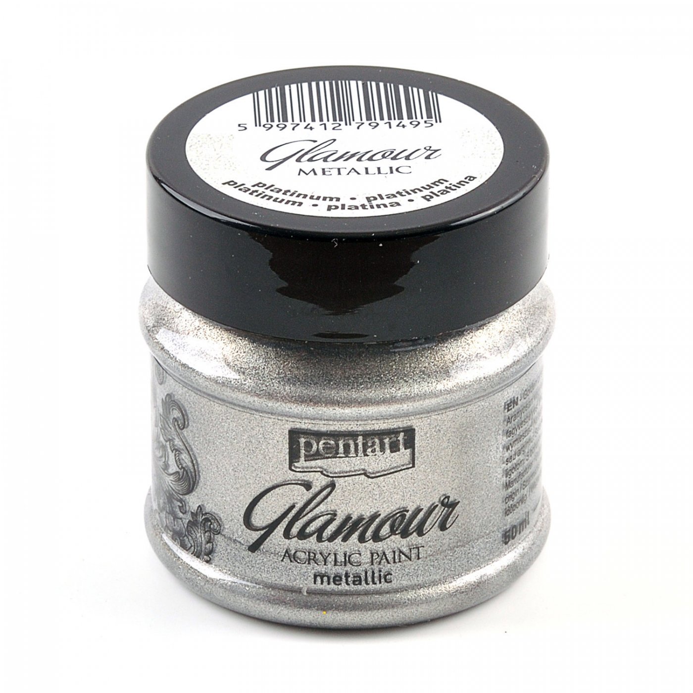 Akrylová metalická farba GLAMOUR, 50ml platina