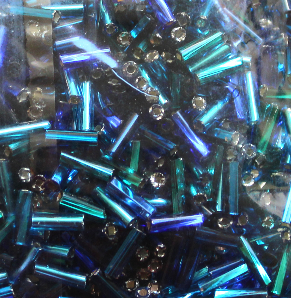 PRECIOSA sklenený rokajl 50g, 7mm valčeky farebné modré RT č.24