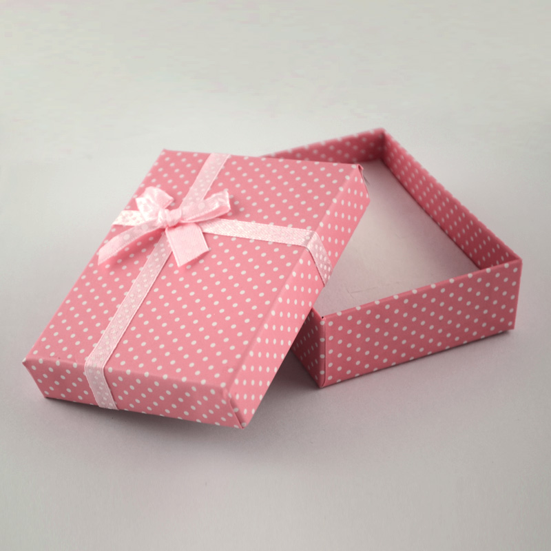 Darčeková krabička 90x70x30mm 1ks ružová bodkovaná