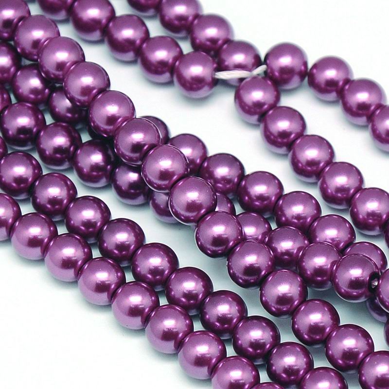 Environmental voskované sklenené perly, 50ks, 4mm, tm. fialová