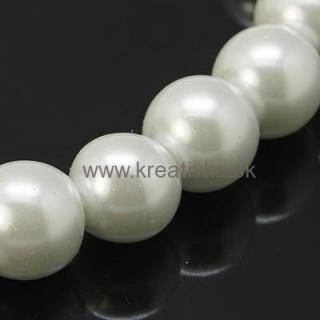 Voskované perly 10ks sklenené 12mm biela