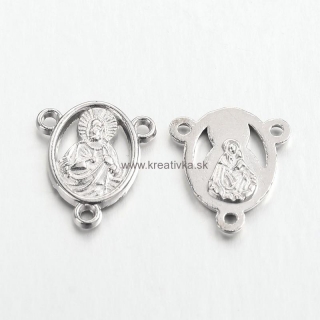 Medzikus ruženec platina 18x16x2mm obojstraný, 1ks