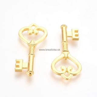 Prívesok kľúč, 46,5x18mm zlatý 1ks