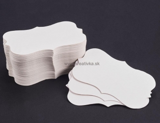 Papierové výrezy tagy, štítky, 20ks v balíčku,biele 8,95 x 5 cm