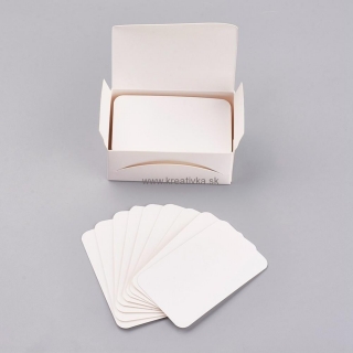 Kartičky z bieleho tvrdého papiera v krabičke - 100ks v balíčku, 8,9x5,2x0,03mm