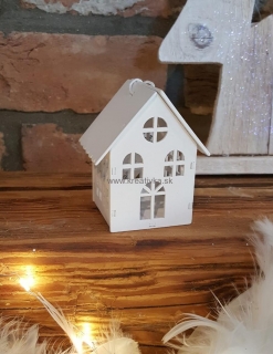 Domček drevený biely, 6,5x5,5cm, 1ks v balení