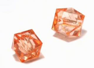 Brúsené korálky plast kocka 10x10mm 5ks oranžová