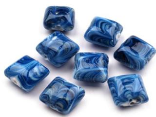 Korálky porcelánové PAULA 1ks 16x16 štvorec tm.modrý