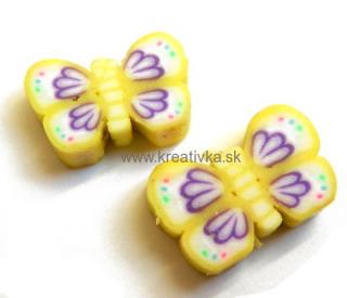 Fimo korálky motýľ 1ks 13x10x5mm žlltý