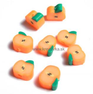 Fimo korálky jablko 1ks 8x8x4mm oranžová