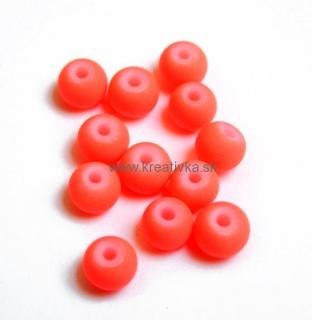 Pogumované sklenené neon korálky 4mm 1ks koralová