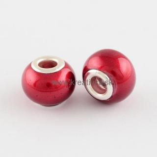 Sklenené striekané 15x12mm 1ks  červená perleťová