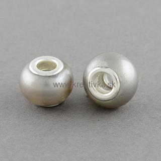Sklenené striekané 15x12mm 1ks  sv. šedá perleťová