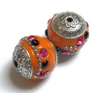 Ručne robené korálky Indonezia 1ks 19x18mm oranžové