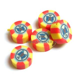 Fimo korálka 1ks  10x5mm ,,C´´