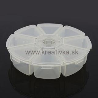 Plastový box 8 priehradok, 105x105x28mm 1ks