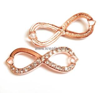 Štrasový medzikus NEKONEČNO 1ks ružová 38,5x14x3 mm