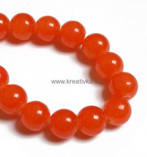 Sklenené lesklé korálky 10mm 1ks striekané  tm. oranžové