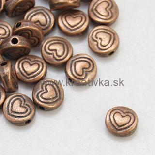 Kovová korálka 10ks  6,5x3mm staromeď 