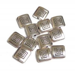 Kovový korálik 10x10x3mm 1ks platina