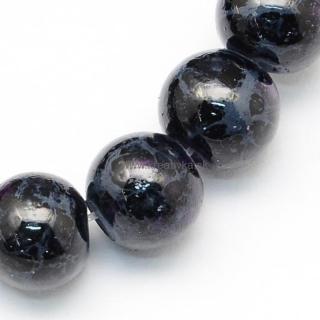 Voskované perly 40ks sklenené 6mm dúhové čierno-fialové