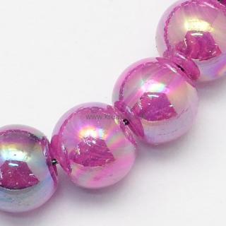Voskované perly 40ks sklenené 6mm dúhové ružové