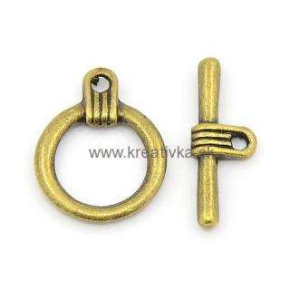 Americké zapínanie kruh 20,5x15mm starobronz 1 pár