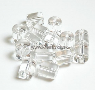 Sklenená korálka valec 12x12mm číra 1ks