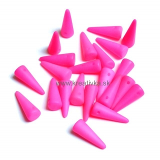 Sklenené ČR korálky NEON svietiace pod UV 6x16mm spike ružové 1ks