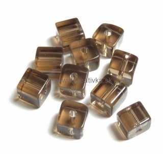 Sklenené korálky kocky 6x6mm 10ks dymová