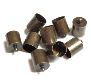 Kovová koncovka 14x10mm, priemer:9mm starobronz 1ks