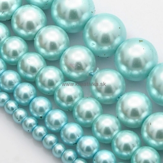 Voskované perly 50g sklenené MIX veľkostí 4-12mm bl. modré