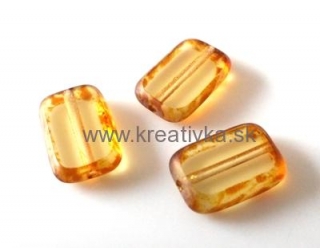 Sklenené ČR ploškované korálky 12x8mm svetlý topaz s travertínom 1ks