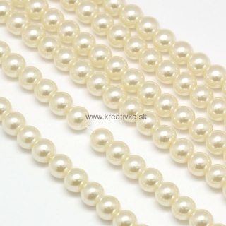 Environmental voskované sklenené perly, 40ks, 6mm, slonia kosť 