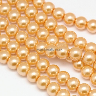Environmental voskované sklenené perly, 40ks, 6mm, zlatá