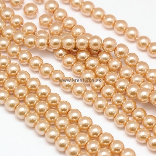Environmental voskované sklenené perly, 40ks, 6mm, béžová