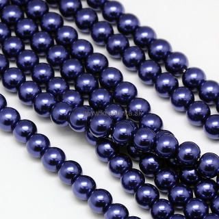 Environmental voskované sklenené perly, 40ks, 6mm, tm. modrá