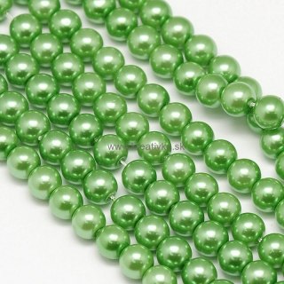 Environmental voskované sklenené perly, 40ks, 6mm, sv. zelená