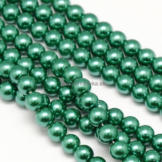 Environmental voskované sklenené perly, 40ks, 6mm, tm. zelená