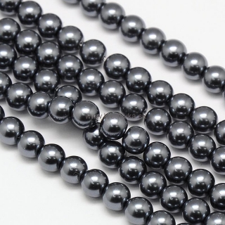 Environmental voskované sklenené perly, 30ks, 8mm, tm. sivá