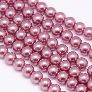 Environmental voskované sklenené perly, 20ks, 10mm, ružová