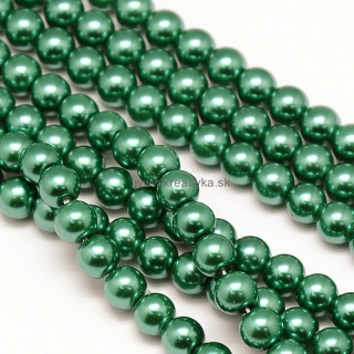 Environmental voskované sklenené perly, 20ks, 10mm, tm. zelená