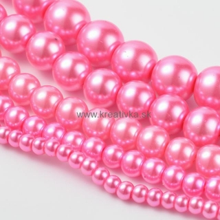 Voskované perly 50g sklenené MIX veľkostí 4-12mm, ružová