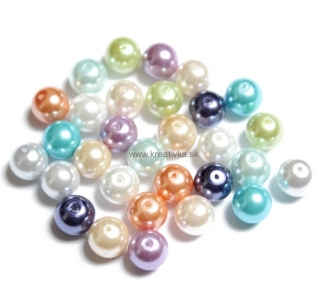 Environmental voskované sklenené perly, 30ks, 8mm, MIX PASTEL