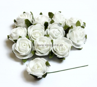 Penové ružičky biele, 3cm-veľkosť ružičky, balík 12ks