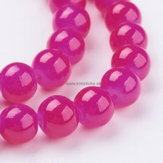 Sklenené lesklé korálky 8mm, 1ks striekané magenta