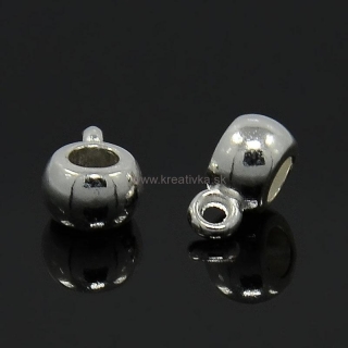 Kovová závesná korálka 10ks 9x5,8mm, strieborná